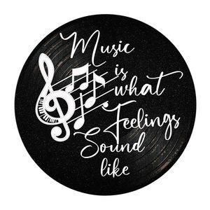 Music Is What Feelings Sound Like Wooden Vinyl Records Album Wall Decor Round💫